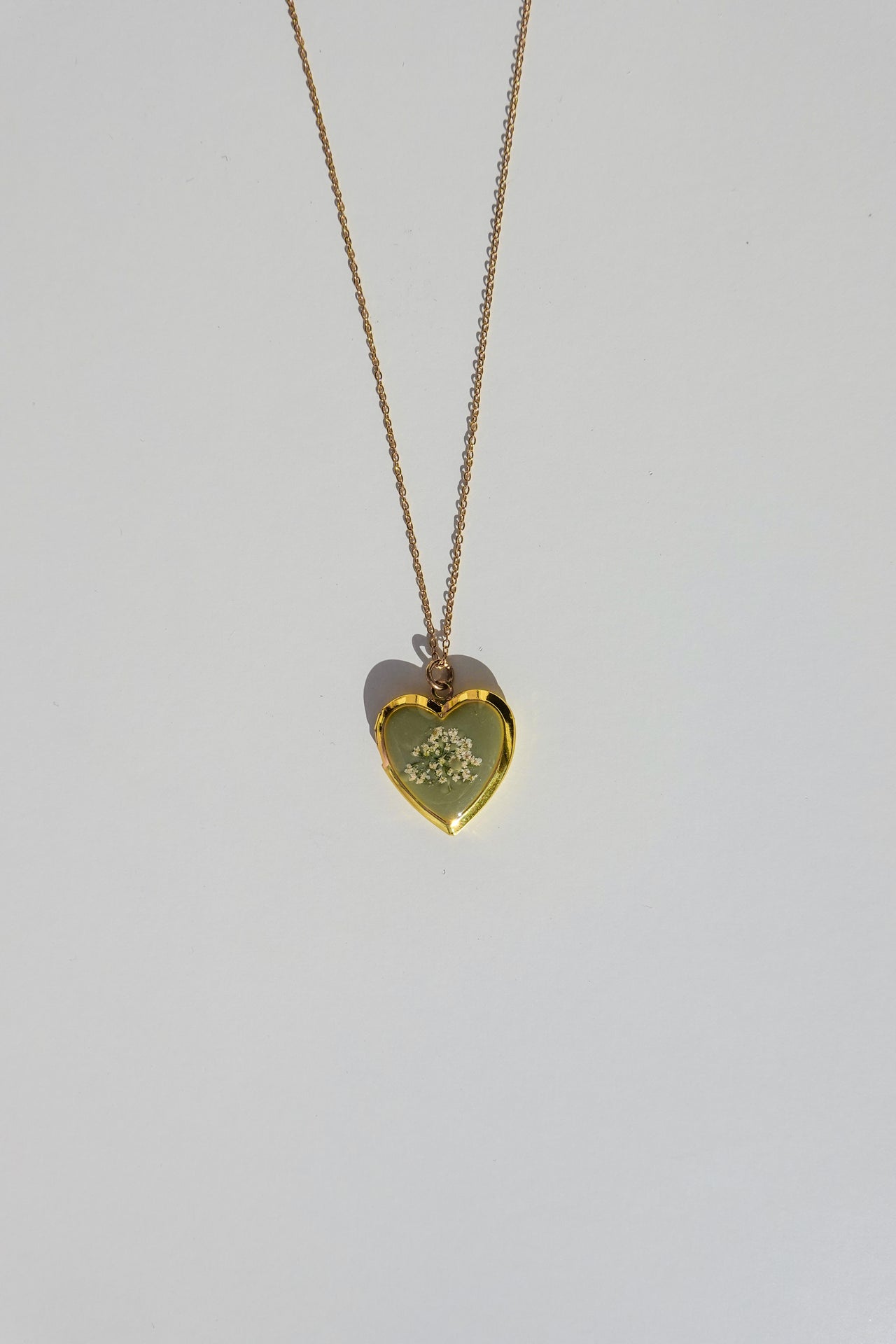Queen Anne’s Lace Heart Locket Necklace
