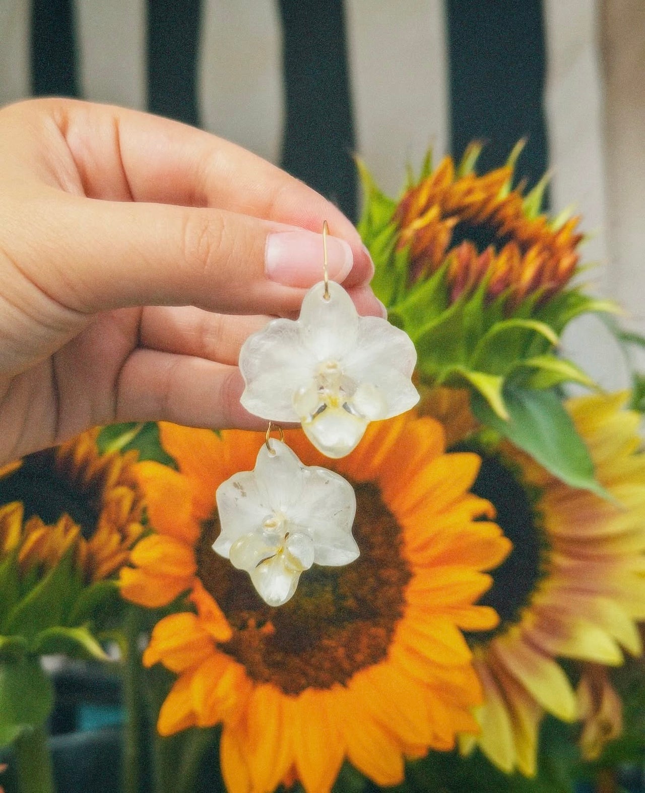 Small White Orchid Earrings